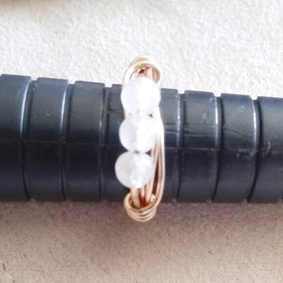 Slim White Agate Beaded Handmade Ring! Feminine & Sexy - Sturdy Every Day Wear! - Picture 5 of 7